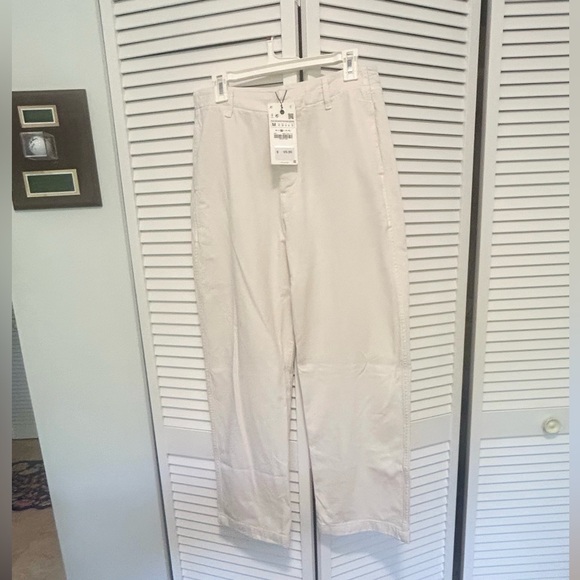 NWT Zara Off-White Wide Leg Trousers, Sz M - Picture 1 of 4